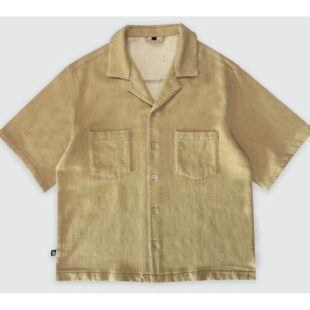 ANANKE Beige Short Sleeve Button-Up Utility Shirt Size Large
